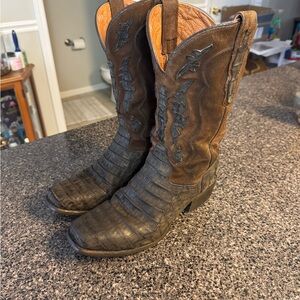 Size 10 D Dan Post Stalker Brown Suede Caiman Western Boot